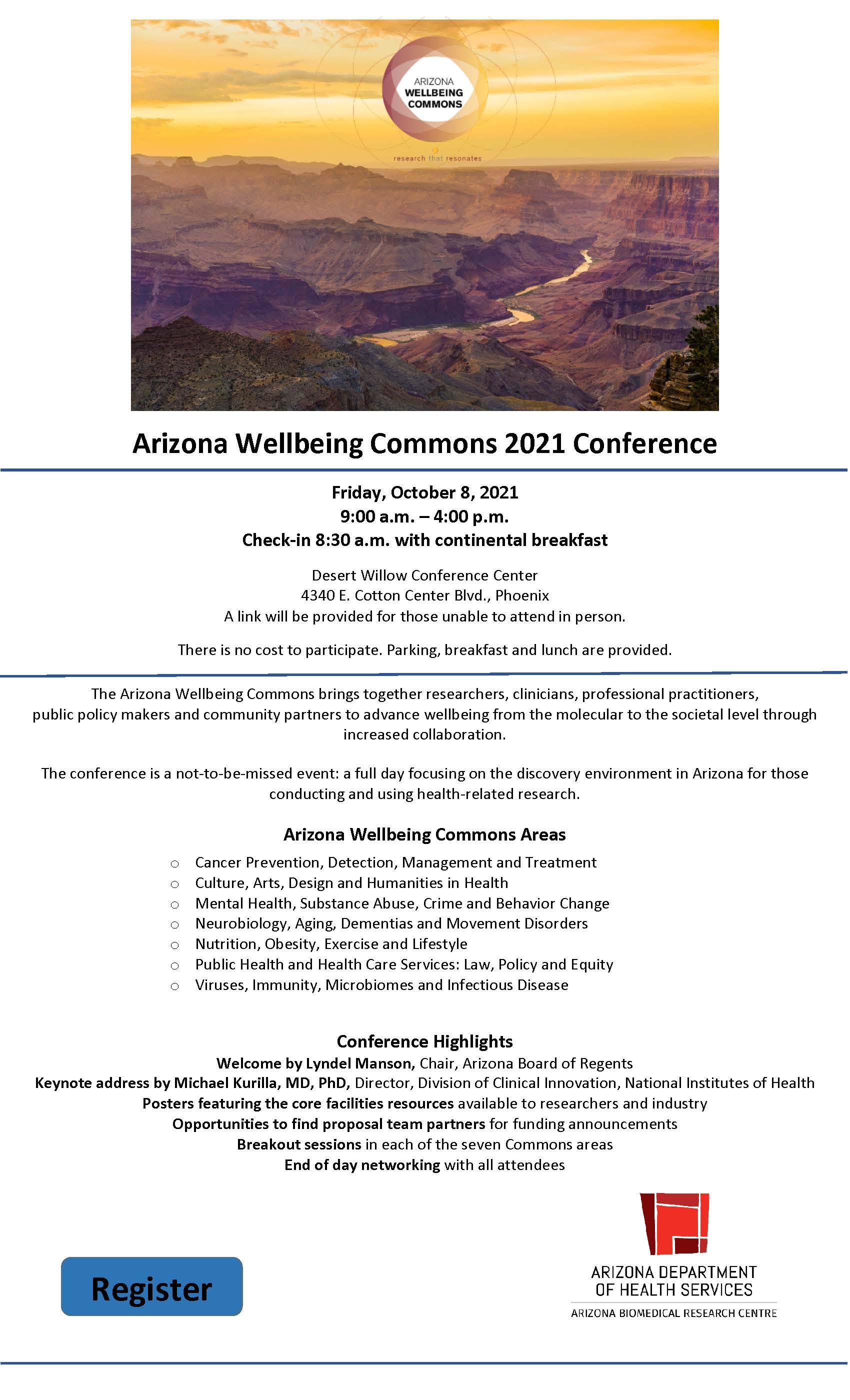 Arizona Wellbeing Commons 2021 Conference Flyer